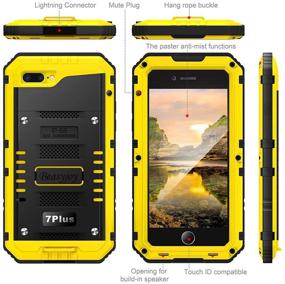 img 1 attached to 📱 Beasyjoy iPhone 7 Plus/8 Plus Metal Case - Full Body Protective Waterproof Shockproof Heavy Duty Defender in Yellow