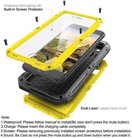 img 2 attached to 📱 Beasyjoy iPhone 7 Plus/8 Plus Metal Case - Full Body Protective Waterproof Shockproof Heavy Duty Defender in Yellow