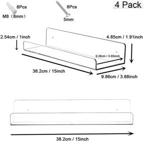 img 3 attached to 📚 Floating Acrylic Wall Ledge Shelf Set of 4 - Nursery Kids Bookshelf, Spice Rack, Bathroom Display, 15" Invisible Clear Acrylic Bookshelf Storage Shelves