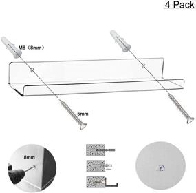 img 2 attached to 📚 Floating Acrylic Wall Ledge Shelf Set of 4 - Nursery Kids Bookshelf, Spice Rack, Bathroom Display, 15" Invisible Clear Acrylic Bookshelf Storage Shelves