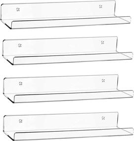 img 4 attached to 📚 Floating Acrylic Wall Ledge Shelf Set of 4 - Nursery Kids Bookshelf, Spice Rack, Bathroom Display, 15" Invisible Clear Acrylic Bookshelf Storage Shelves