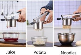 img 2 attached to 🥔 Versatile Stainless Steel Potato Ricer with Interchangeable Discs and Silicone Grip Handles - Large Capacity Masher, Juicer, and Vegetable Strainer - 3.5inch Diameter