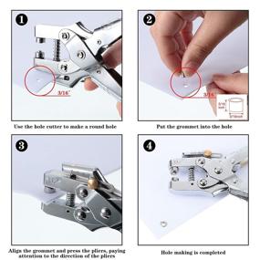 img 2 attached to Silver Grommet Eyelet Pliers: 3/16 Inch Punch Tool with 200 Metal Eyelets for Easy Press Hollow Grommet Setting. Portable Handheld Eyelet Tools Ideal for Card, Paper, and Canvas Crafts.