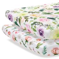 👶 pobibaby - 2 pack premium pack n play sheets for standard pack and plays and mini cribs: ultra-soft cotton blend, stylish floral pattern, safe and snug for baby - allure logo