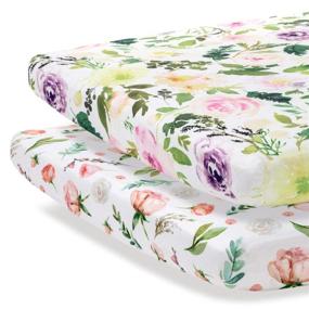 img 4 attached to 👶 Pobibaby - 2 Pack Premium Pack N Play Sheets for Standard Pack and Plays and Mini Cribs: Ultra-Soft Cotton Blend, Stylish Floral Pattern, Safe and Snug for Baby - Allure