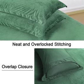 img 1 attached to 🍀 PHF Luxurious Velvet Corduroy Duvet Cover Set in Emerald Green - Cozy Flannel Comforter Cover for Autumn & Winter - Queen Size 3PCS Bedding Collection with Pillow Shams - Soft & Plush Material- 90"x 90