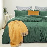 🍀 phf luxurious velvet corduroy duvet cover set in emerald green - cozy flannel comforter cover for autumn & winter - queen size 3pcs bedding collection with pillow shams - soft & plush material- 90"x 90 logo