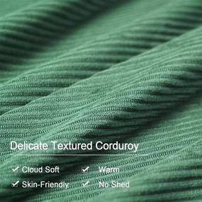 img 2 attached to 🍀 PHF Luxurious Velvet Corduroy Duvet Cover Set in Emerald Green - Cozy Flannel Comforter Cover for Autumn & Winter - Queen Size 3PCS Bedding Collection with Pillow Shams - Soft & Plush Material- 90"x 90