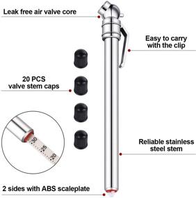 img 2 attached to 🚗 Accurate Mechanical Tire Pressure Gauge - 10 Pcs Stainless Steel Stem, with 20 Pcs Tire Stem Valve Caps, for Cars, Trucks, Motorcycles, Bikes