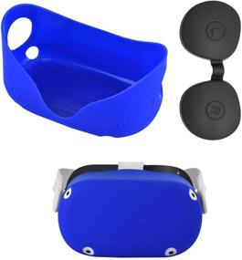 img 4 attached to 🔵 Чехол-протектор XIAOGE из силикона для Oculus Quest 2 - синий, с защитой для линз - защита от пыли и возможность стирки - в комплекте аксессуары.