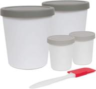 🍦 homemade ice cream containers set - reusable bpa free freezer storage with silicone lids in gray - ideal for sorbet, gelato, frozen yogurt, sherbet & more! – includes 2 large & 2 mini tubs plus 1 spatula логотип