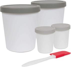 img 4 attached to 🍦 Homemade Ice Cream Containers Set - Reusable BPA Free Freezer Storage with Silicone Lids in Gray - Ideal for Sorbet, Gelato, Frozen Yogurt, Sherbet & More! – Includes 2 Large & 2 Mini Tubs Plus 1 Spatula