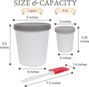 img 2 attached to 🍦 Homemade Ice Cream Containers Set - Reusable BPA Free Freezer Storage with Silicone Lids in Gray - Ideal for Sorbet, Gelato, Frozen Yogurt, Sherbet & More! – Includes 2 Large & 2 Mini Tubs Plus 1 Spatula