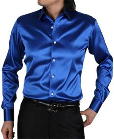 img 1 attached to 👔 Silver Button Sleeve Luxury Men's Shirts for Shirt Clothing