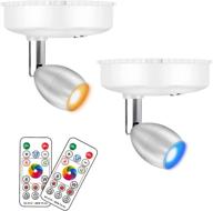 🔦 enhance your space with the rgb wireless spotlight - dimmable led puck lights, battery operated with remote control! perfect for artwork, closets, and more! (2-pack rgbw) логотип