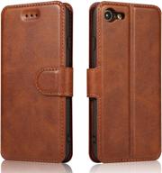 📱 qltypri iphone 7 8 se 2020 case, premium pu leather wallet flip cover with card slots, kickstand, magnetic closure, shockproof – brown logo