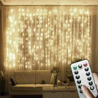 hyrion led curtain string lights - window fairy light with remote control, usb powered, 8 modes, 9.8ft length for bedroom, wedding, party, home, garden, outdoor, indoor wall decorations logo