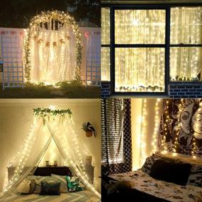 img 3 attached to Hyrion LED Curtain String Lights - Window Fairy Light with Remote Control, USB powered, 8 Modes, 9.8ft length for Bedroom, Wedding, Party, Home, Garden, Outdoor, Indoor Wall Decorations