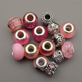 img 1 attached to 30pcs Assorted Pink European Beads with Large Holes – Spacer Beads, Rhinestone Metal Charms, Supplies for Bracelet, Necklace, Jewelry Making (M310)