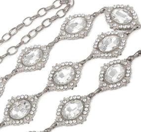 img 3 attached to 💎 Dressy Rhinestone Pave Trim Diamond Shape Women's Belt with Round Stone Link Chain