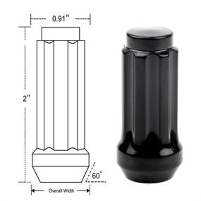 img 2 attached to 🔧 DCVAMOUS Black M14x1.5 Spline Lug Nuts - Chevy-GMC-RAM-Ford 8 Lug Aftermarket Wheels - 14mmx1.5 Bulge Lugnuts 2" Tall Cone Seat - Suburban Sierra Savana Silverado 2500 3500 - Set of 32