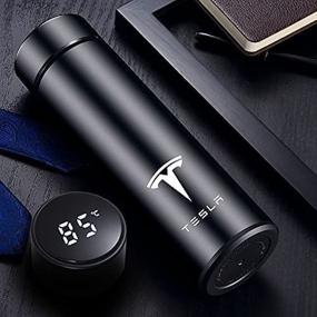 img 1 attached to 🚗 17 oz Black Frosted Car Logo Travel Mugs & Tumblers - Vacuum Insulated Stainless Steel Thermal Bottle, Business Fashion Cup for Hot/Cold Drinks: Coffee, Tea. Compatible with Tesla New Model.