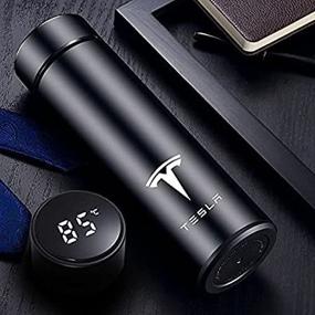 img 4 attached to 🚗 17 oz Black Frosted Car Logo Travel Mugs & Tumblers - Vacuum Insulated Stainless Steel Thermal Bottle, Business Fashion Cup for Hot/Cold Drinks: Coffee, Tea. Compatible with Tesla New Model.