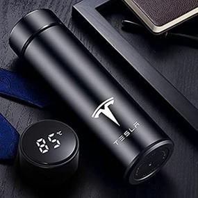 img 3 attached to 🚗 17 oz Black Frosted Car Logo Travel Mugs & Tumblers - Vacuum Insulated Stainless Steel Thermal Bottle, Business Fashion Cup for Hot/Cold Drinks: Coffee, Tea. Compatible with Tesla New Model.