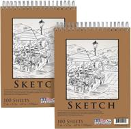 📒 u.s. art supply 9x12 premium spiral bound sketch pad (2-pack) - 100 sheets per pad, 60lb (100gsm) paper (2 pads) logo