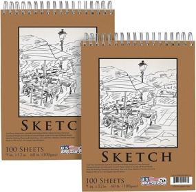 img 4 attached to 📒 U.S. Art Supply 9x12 Premium Spiral Bound Sketch Pad (2-Pack) - 100 Sheets per Pad, 60lb (100gsm) Paper (2 Pads)