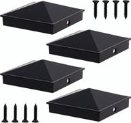 🔲 premium 4x4 aluminum pyramid post caps for 4x4 nominal wood post (actual 3.5" x 3.5"), matte finish powder coated, ideal for fence wood posts on decks or corridors - black (4 pack) логотип