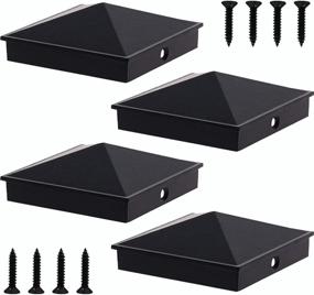 img 4 attached to 🔲 Premium 4x4 Aluminum Pyramid Post Caps for 4x4 Nominal Wood Post (Actual 3.5" x 3.5"), Matte Finish Powder Coated, Ideal for Fence Wood Posts on Decks or Corridors - Black (4 Pack)