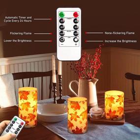 img 2 attached to Enhance Your Fall Ambiance with SILVERSTRO LED Flameless Candles: Autumn Maple Leaves Theme Set of 3, Battery Operated with Remote Control