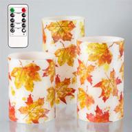 enhance your fall ambiance with silverstro led flameless candles: autumn maple leaves theme set of 3, battery operated with remote control логотип