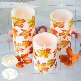 img 1 attached to Enhance Your Fall Ambiance with SILVERSTRO LED Flameless Candles: Autumn Maple Leaves Theme Set of 3, Battery Operated with Remote Control