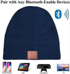 img 2 attached to 🎧 ASIILOVI Bluetooth Beanie: Wireless Winter Hat with Bluetooth 5.0, Double Fleece Lined, Mic, HD Speakers - Unisex (01-Blue)