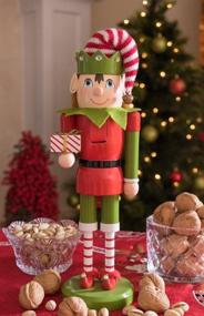 img 1 attached to Traditional 14 Inch Wooden Nutcracker - Festive Christmas Décor for Shelves and Tables by Clever Creations Santa's Elf
