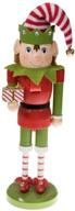 traditional 14 inch wooden nutcracker - festive christmas décor for shelves and tables by clever creations santa's elf logo