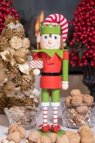 img 2 attached to Traditional 14 Inch Wooden Nutcracker - Festive Christmas Décor for Shelves and Tables by Clever Creations Santa's Elf