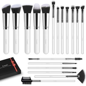 img 4 attached to 💄 LEUNG 18-Piece Makeup Brushes Set - Premium Synthetic Brushes for Powder Foundation & Eye Shadow Makeup (Pearly White)