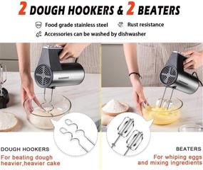 img 2 attached to 🔌 Electric Hand Mixer with Dual 5-Speed Settings, Powerful Advantage Kitchen Handheld Mixer Including 4 High-Quality Stainless Steel Attachments and Protective Storage Case