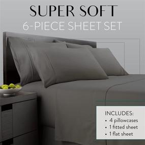 img 3 attached to 🛏️ Danjor Linens Queen Size Bed Sheets Set - 1800 Series 6 Piece Bedding Sheet & Pillowcases - Deep Pockets, Fade Resistant, Machine Washable - Grey