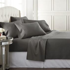 img 4 attached to 🛏️ Danjor Linens Queen Size Bed Sheets Set - 1800 Series 6 Piece Bedding Sheet & Pillowcases - Deep Pockets, Fade Resistant, Machine Washable - Grey