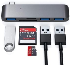 img 1 attached to 🔌 Satechi Aluminum Type-C USB 3.0 3-in-1 Combo Hub Adapter Review: Connect iPad Pro M1, MacBook Pro/Air M1 with 3 USB 3.0 Ports and Micro/SD Card Reader (Space Gray)