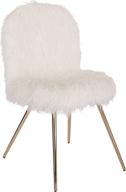 🪑 exquisite osp home furnishings julia white faux fur accent chair with elegant gold legs логотип