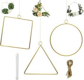 img 4 attached to 🌼 3-Piece Matte Brass Geometric Wire Hoop Frames for Flower Arrangement, Wreath, Macrame Wall Hanging - Wedding Decoration, Backdrop, Baby Shower, DIY Decor