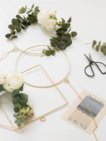 img 1 attached to 🌼 3-Piece Matte Brass Geometric Wire Hoop Frames for Flower Arrangement, Wreath, Macrame Wall Hanging - Wedding Decoration, Backdrop, Baby Shower, DIY Decor