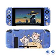 🎮 [enhanced version] nintendo switch case, fanpl protective cover for nintendo switch and joy-con controller with 2 cat claw thumb grips (starry sky) logo