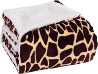 🦒 ultra-soft micromink / sherpa luxurious giraffe print blanket throw, 50" x 60 logo