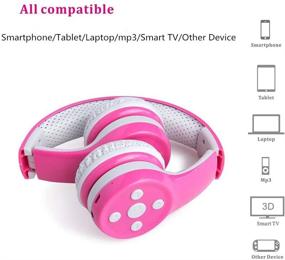 img 2 attached to 🎧 Safe and Durable Kids Bluetooth Headphones with Mic - Volume Limited Yusonic Wireless Headphones for Cell Phones TV Tablet Game School Boys Girls - Scratch Proof - E1 Pink+Blue